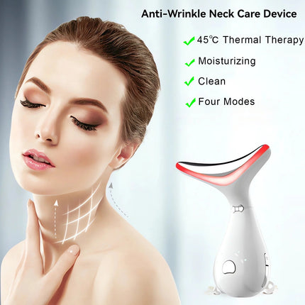 Neck Face Beauty Device, Skin Care Facial Massager, 3 in 1 Portable Face Massager for Skin Care, Face Sculpting Tool, Vibration, Thermal, Microcurrent