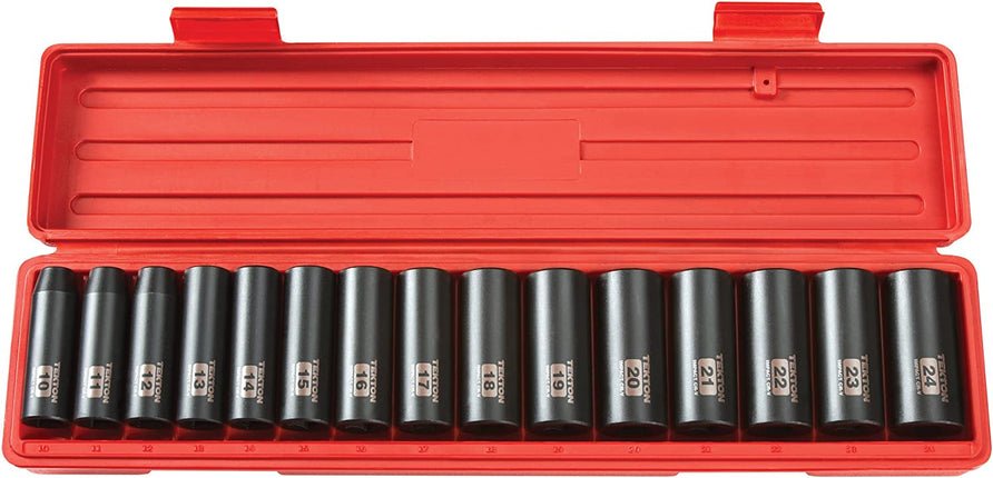 1/2 Inch Drive Deep 6-Point Impact Socket Set, 15-Piece (10-24 Mm) | 4883