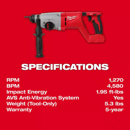 M18 18V Lithium-Ion Brushless Cordless 1 In. Sds-Plus D-Handle Rotary Hammer W/M18 Dual Battery Blower & (2) Batteries