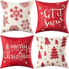 Christmas Pillow Covers 18X18 Inches Linen Holiday Pillow Cases for Couch Sofa Car Home Christmas Decorations and Farmhouse Decor Set of 4 Winter Throw Pillow Covers