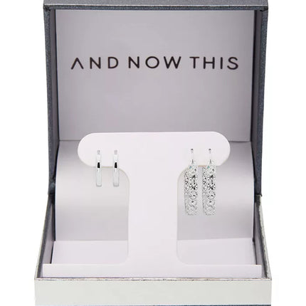 Women'S Crystal Hoop Earrings Set, 4 Pieces