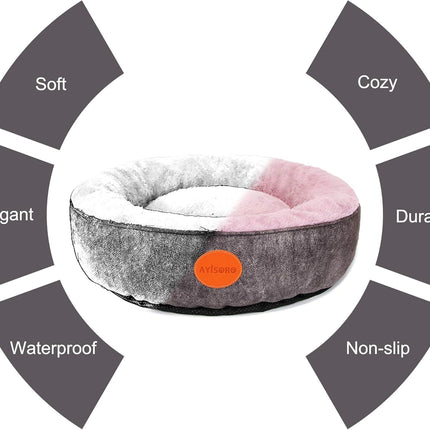 Small Dog Bed Calming Dogs Bed for Small Medium Puppy Dogs Anti-Anxiety Puppy Bed Machine Washable Warming Cozy Soft Pet round Cat Beds