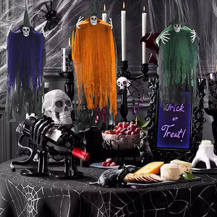 Halloween Hanging Ghost, 32 X 40 Inch  Hanging Halloween Skeleton Ghosts Decorations, Grim Reapers for Best Halloween Outdoor Decorations, Purple