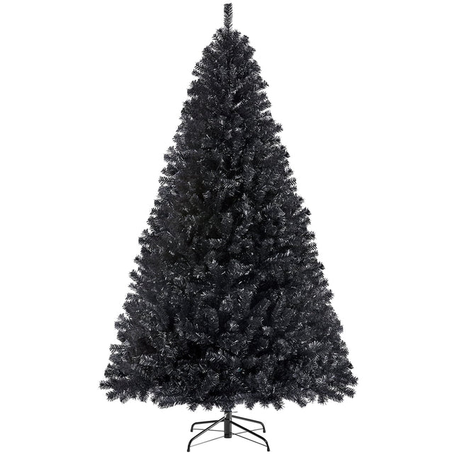 Clear Prelit Incandescent Black Hinged Spruce Artificial Christmas Tree, 7.5'