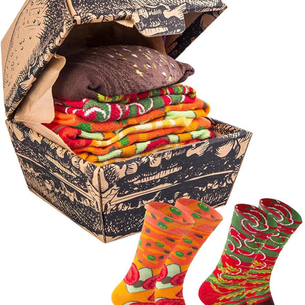 - Men Women Funny Vegan Burger Socks Box - 2 Pairs