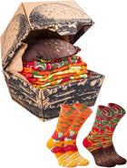 - Men Women Funny Vegan Burger Socks Box - 2 Pairs