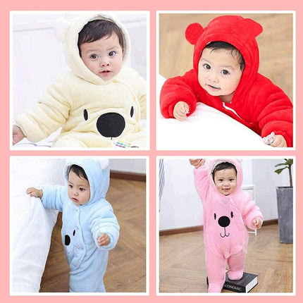 Baby Newborn Snowsuit Winter Hooded Footie Fleece Jumpsuit for Infant Girls Boys