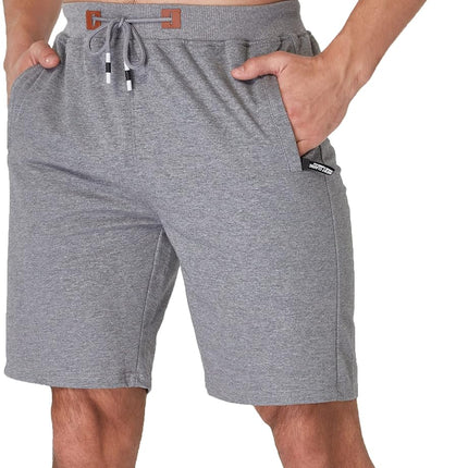 Mens Shorts Casual Workout Drawstring Shorts with Elastic Waist and Zipper Pockets