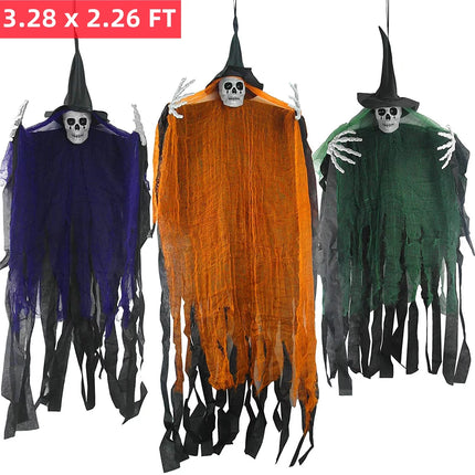 Halloween Hanging Ghost, 32 X 40 Inch  Hanging Halloween Skeleton Ghosts Decorations, Grim Reapers for Best Halloween Outdoor Decorations, Purple