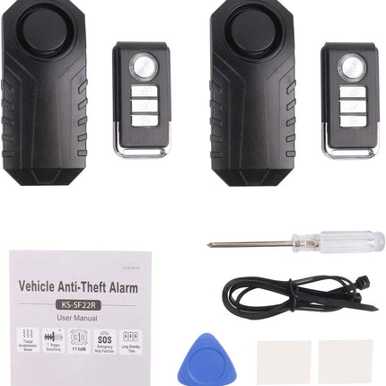 Bicycle Alarm, Anti-Theft for Bike Motorcycle Car Vehicles with Remote Control, 113 Db Super Loud (Pack of 2)