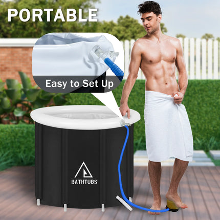 Ice Bath Tub for Athletes, Portable Ice Bath at Home, Inflatable Cold Plunge Tub for Adults, Large Ice Bathtub Outdoor, Recovery Cold Bath with Cover and Lid