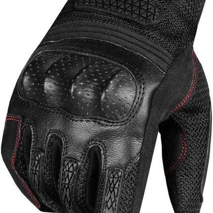 Airtrek Motorcycle Gloves Men Premium Leather Touchscreen Cruising Street Riding Tactical Ventilation Breathing Knuckle Armor Protection Palm Slider Padding