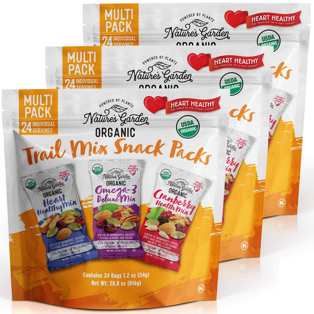 Organic Trail Mix Snack Packs, Multi Pack 28.8 Oz - 24 Individual Servings (Pack of 3)