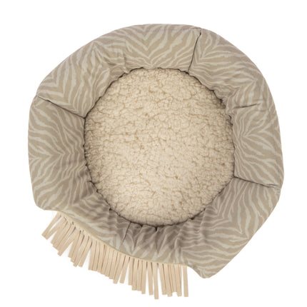 Fringed Honeycomb One Size Convertible Cat Bed to Cat Cave, Tonal Tiger Tan