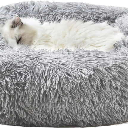 Cat Bed for Indoor Cats,Dog Beds for Small Dogs,  Small Dog Bed, Soft Long Plush Cushion Washable Pet Bed ,Self-Warming Square Cat Bed Anti-Slip Bottom Cushion (22 X 18 X 8 Inch, Gray)