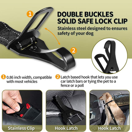 Dog Seat Belt,New 2-In-1 Multi-Functional Dog Car Seatbelts 2 Pack Pet Car Seat Belts Adjustable Heavy Duty & Elastic Reflective Vehicle Dog Car Harness