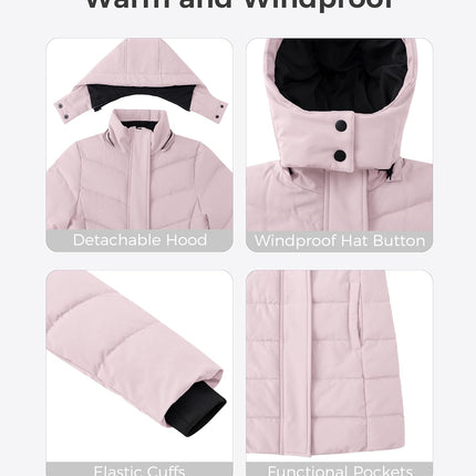 Girl'S Puffer Jacket Warm Insulated Winter Coat Lightweight Water-Resistant Padded Parka with Hood