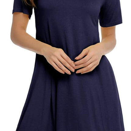 Women'S Tshirt Dresses Casual Summer Dresses Sun Dresses Women Swing Dress Tunic Dress, Short, Solic Color