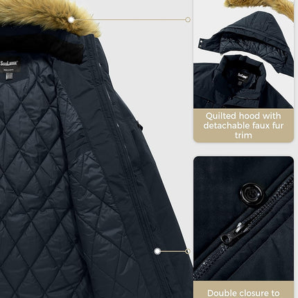 Men'S Big and Tall Winter Warm Heavy Hooded Parka Jacket