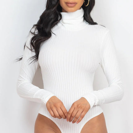 Ribbed Turtle Neck Long Sleeve Bodysuit (CAPELLA)