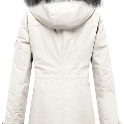 Women'S Winter Coat Thicken Winter Jacket with Detachable Hood Quilted Parka Coat Beige L