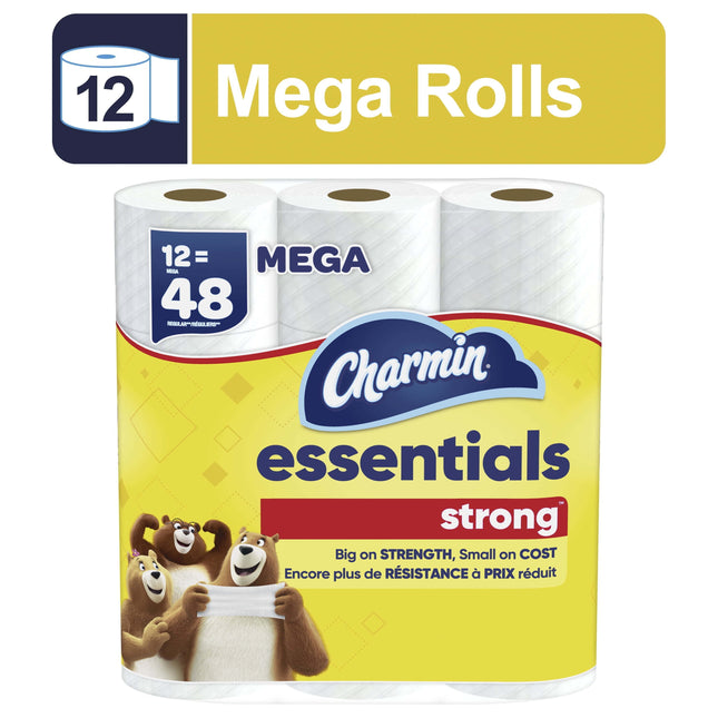 Essentials Strong Toilet Paper, 12 Mega Roll