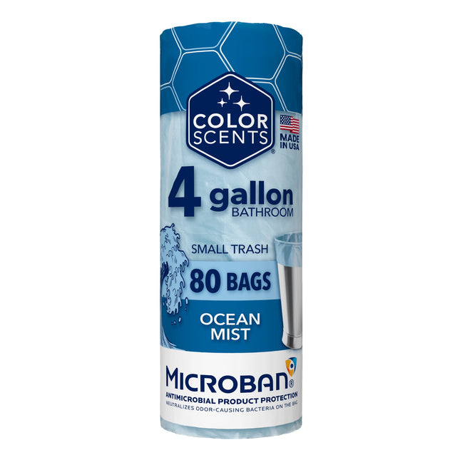 with Microban® 4-Gallon Small Twist Tie Trash Bags, Ocean Mist Scent, 80 Bags