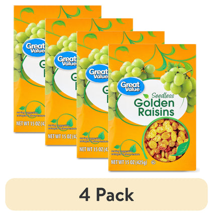 (4 Pack)  Seedless Golden Raisins Carton, 15 Oz (425G)