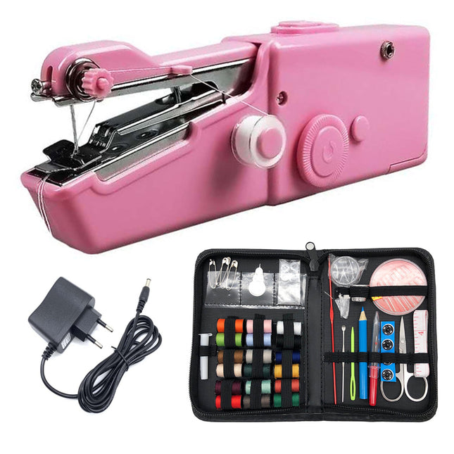 Handheld Sewing Machine Set Kit for Beginners Home,Travel and DIY, Mini Portable Handheld Sewing Machine with Sewing Repair Kit for Quick Stitching, US Plug Charger, Electric Handheld Sewing Machine