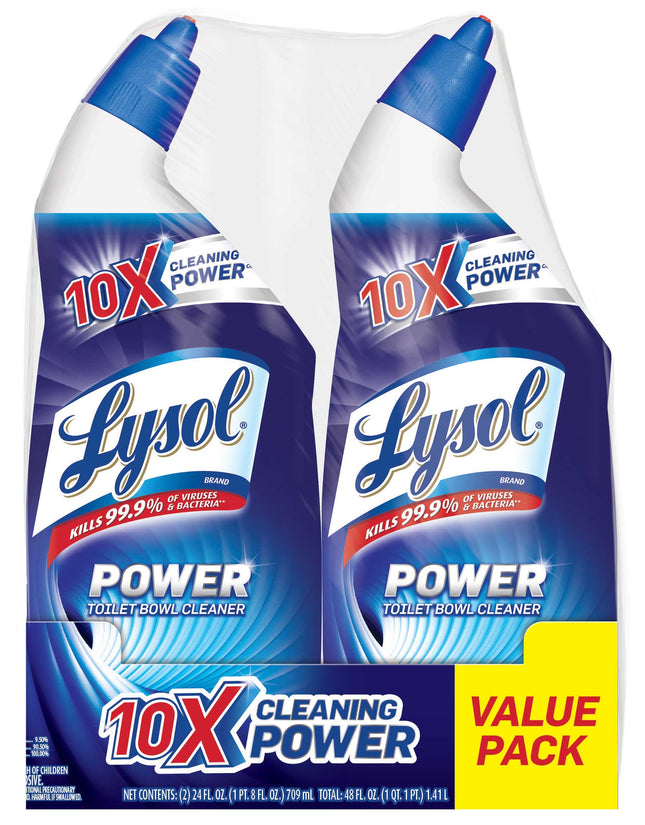 Lysol Power Toilet Bowl Cleaner Gel, For Cleaning and Disinfecting, Stain Removal, 24oz (Pack of 2)