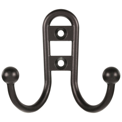 , Double Hook Bronze Metal Hook, Mounting Hardware Included, 10 Lb Limit