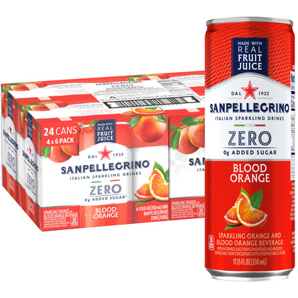 Italian Sparkling Drink, Zero Sugar, Aranciata Rossa, Orange & Blood Orange, 24 Cans