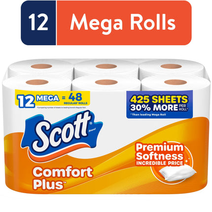 Comfortplus Toilet Paper, 12 Mega Rolls