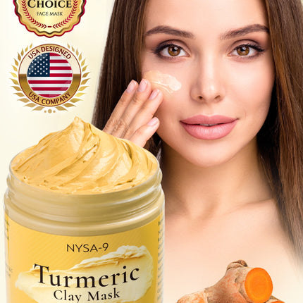 Turmeric Clay Face Mask W/ Bentonite for Skin Care Facial Beauty Reduce Acne and Scars Mask, Boosts Circulation, Skin Brightening Mask Deep Clean Pore by