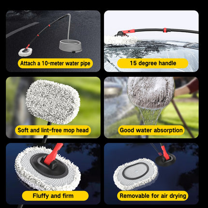 Portable 41-inch Automatic Water Car Wash Mop For Home And Outdoor Use, Featuring A Soft Brush Head To Prevent Scratches, Includes A 10-meter Hose That Connects To A Water Faucet, Suitable For Cleanin