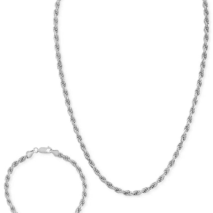 2-Pc. Set 22" Rope Link Chain Necklace & Matching Bracelet, Created for Macy'S