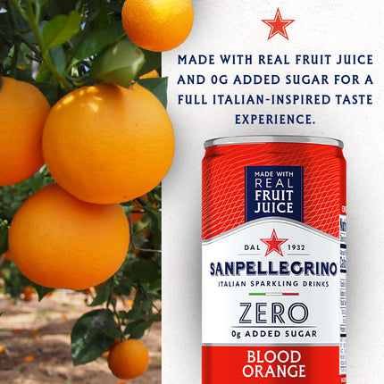 Italian Sparkling Drink, Zero Sugar, Aranciata Rossa, Orange & Blood Orange, 24 Cans