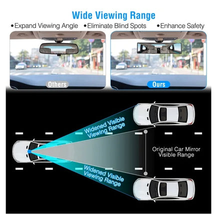 Car Rearview Mirror 11.4in Interior Clip-on Curve Convex Panoramic Anti-glare Rear View Mirrors