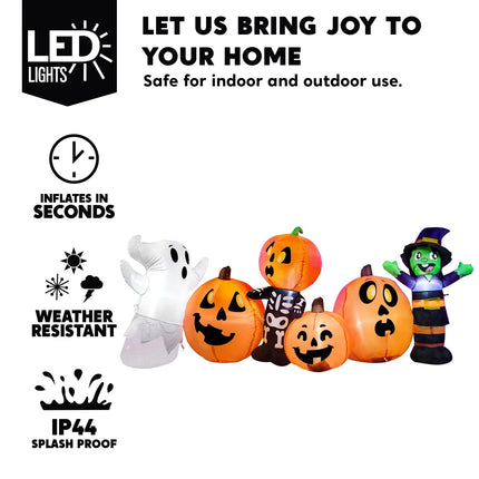 8 FT Halloween Inflatable Long Pumpkin Patch Decorations Inflatables with Build-In Leds,Halloween Decor Outdoor Blow up Yard Decorations