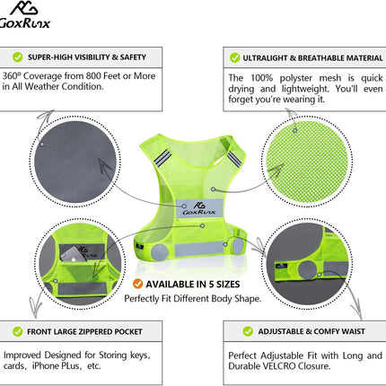 2 Pack Reflective Vest Running Gear Ultralight Runner Safety Vest+Armbands & Bag