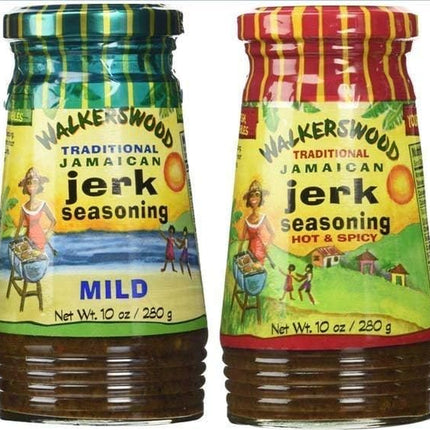 Variety Jerk Seasoning Four Pack - 2 Bottles Each of Hot & Mild, 10 Ounce (Pack of 4)