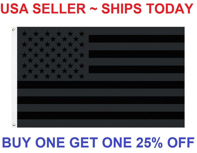 3X5Ft All Black American Flag US Black Flag Tactical No Quarter Blackout USA