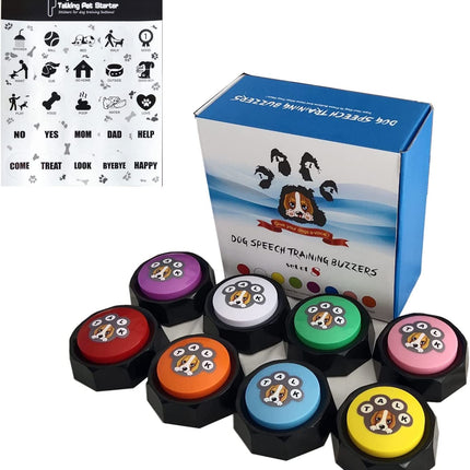 Pet Training Button, Dog Voice Training Buzzer, Dog Button, Dog Button for Communication Recordable Buttons - Train Your Dog to Say the Sounds They Need to Say! (8 Buttons)