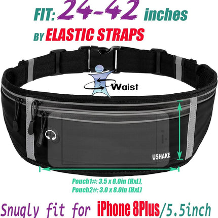 Slim Running Belt, Workout Fanny Pack for Men Women,Exercise Waist Pack for Apple Iphone Holder, Runner Belt for Running Walking Cycling Camping Gym