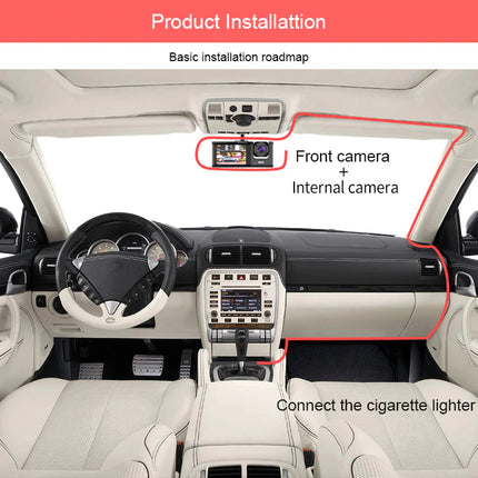 Car Dual Lens Dash Cam HD 1080P Front Rear Inside Video Recorder Camera G-Sensor