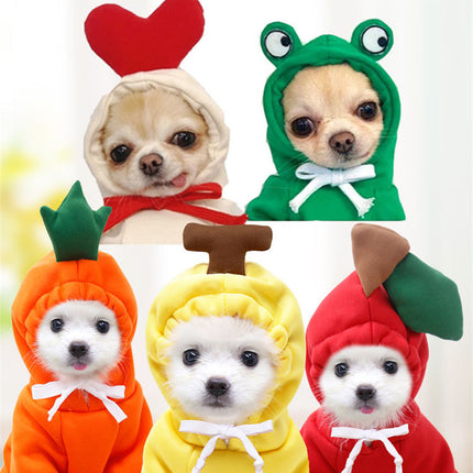 Cute Fruit Dog Clothes For Small Dogs Hoodies Winter Warm Fleece Pet Clothing Puppy Cat Costume Coat For French Chihuahua Outfit