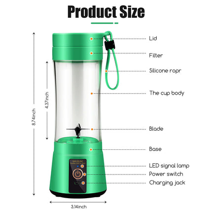 Portable Juicer for Fruit Smoothie Shake Juice, Personal Portable Blender Cup USB Rechargeable Travel