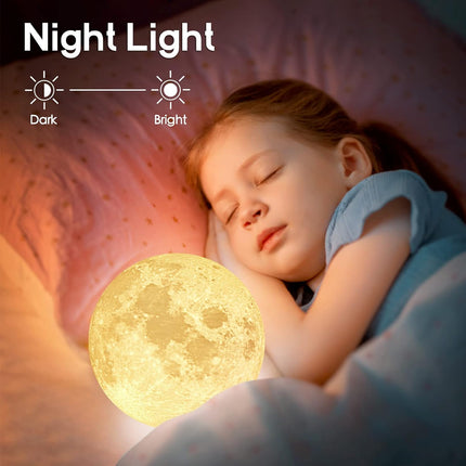 Moon Lamp, 5.9 Inch Moon Light 3D Printing Night Light 16 Colors Lunar Lamp with Remote/Touch Control and USB Rechargeable, Christmas Gift for Girls Kids Women Lover (White Hand Stand)