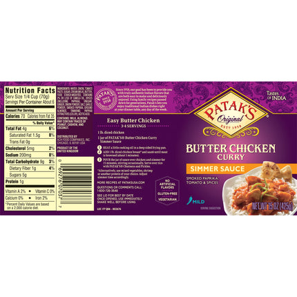 Butter Chicken Simmer Sauce, 15 Oz