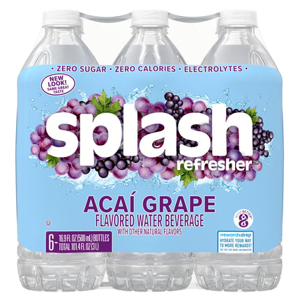 Refresher Acai Grape Flavored Water, 16.9 Fl Oz, 6 Pack